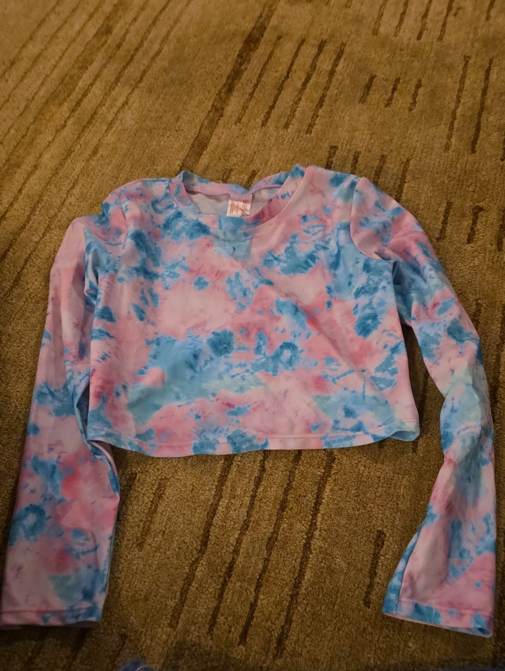 5/25 Cat & Jack Pink and Blue Tie-Dye Swim Crop Top Size 10/12